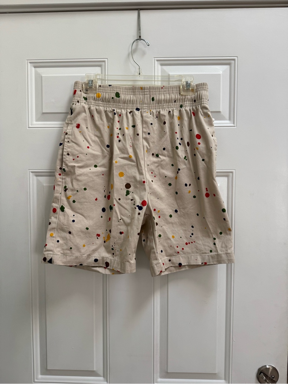 NWOT Beige Paint-Splatter Shorts